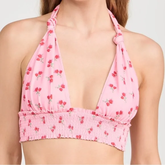 Loveshackfancy Katya Bikini Top S Cherry Pink - Picture 2 of 5